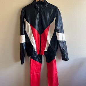 See Through You Faux Leather Moto Tracksuit